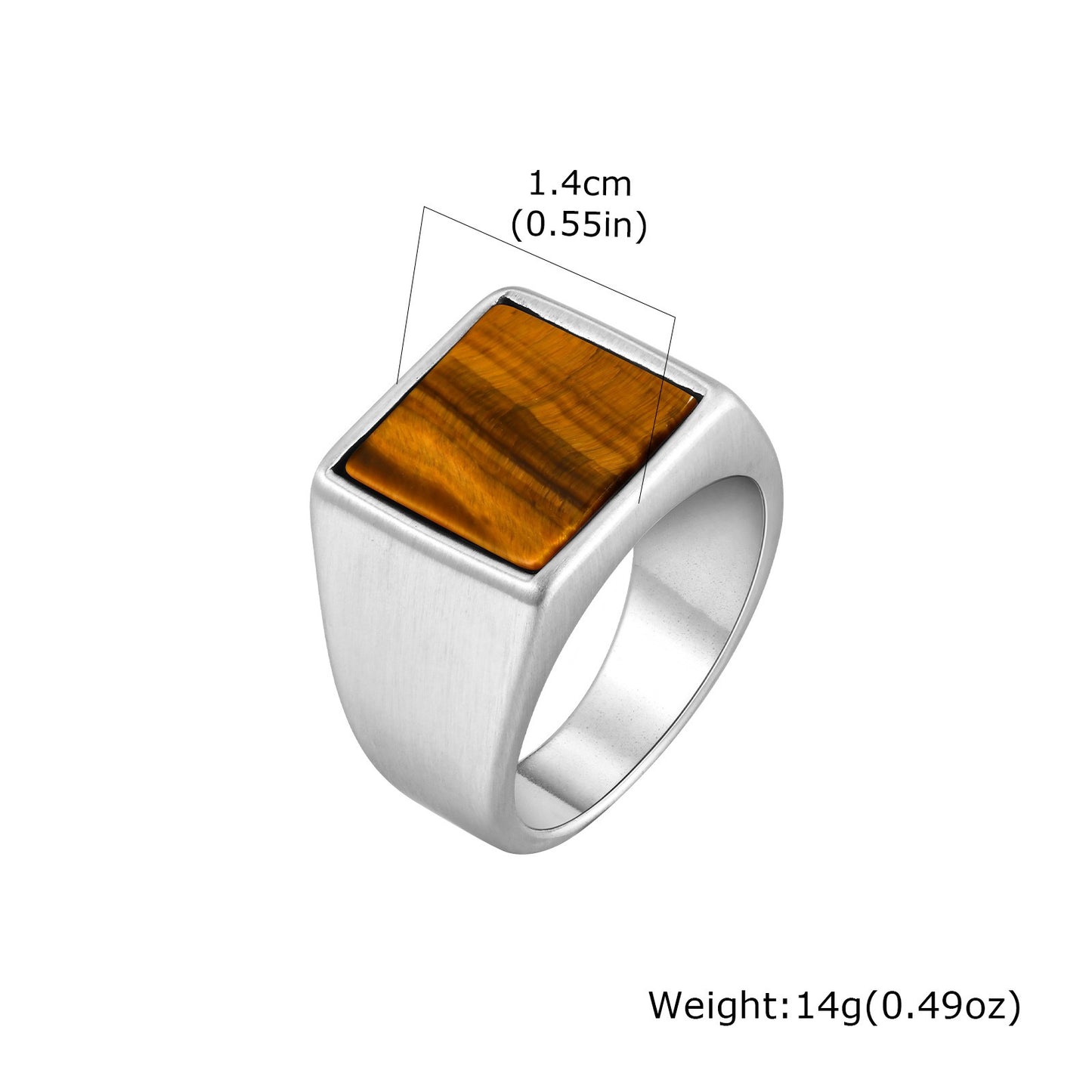 Kemstone Men’s Square Natural Stone Signet Ring Stainless Steel RC682