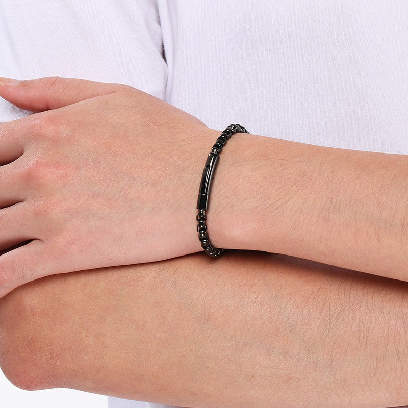 Kemstone Titanium Steel Square Bead Chain Bracelet for Men KB145394-KFC