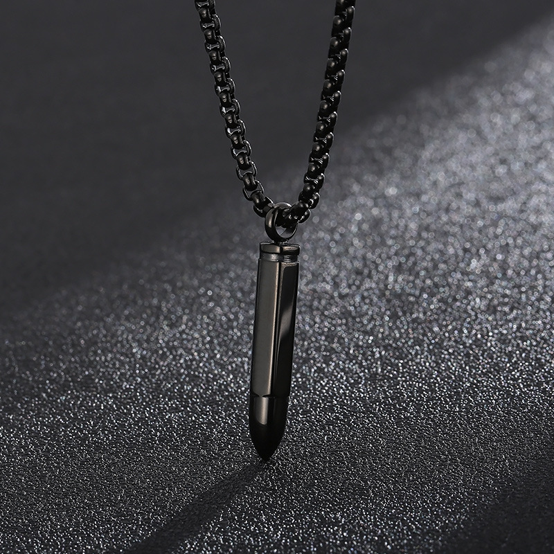 Kemstone Men’s Titanium Steel Bullet Pendant Necklace Minimalist KP99569-KFC