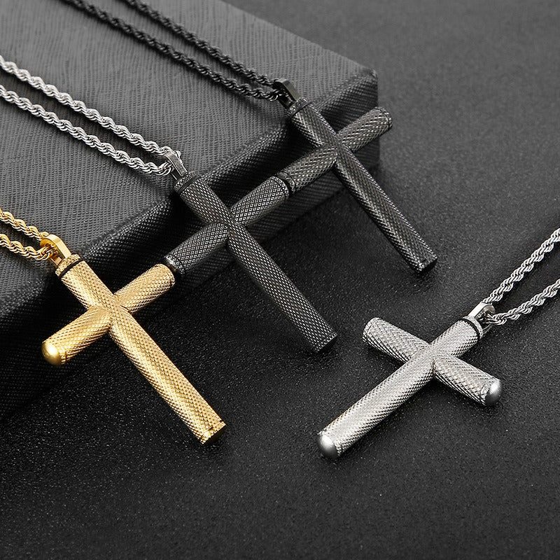 Kemstone Titanium Steel Cross Pendant Necklace for Men KP97205-KFC