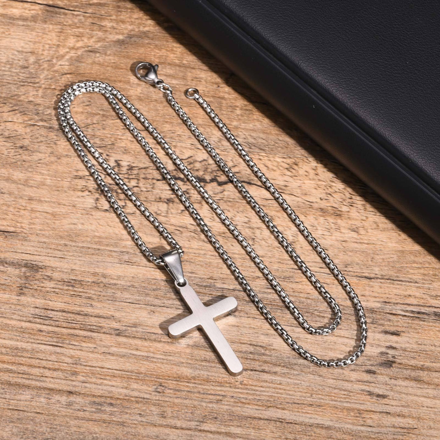 Kemstone Stainless Steel Brushed Cross Necklace for Men – Silver Gold Black PN-2078