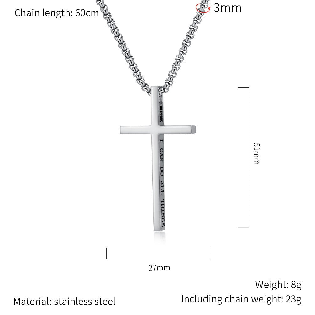 Kemstone Stainless Steel Cross Pendant Necklace – Minimalist for Men & Women Jewelry K-PT233