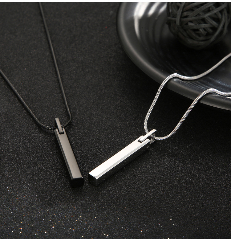 Kemstone Slim Rectangular Bar Pendant Necklace for Men Stainless Steel KP98934-KFC