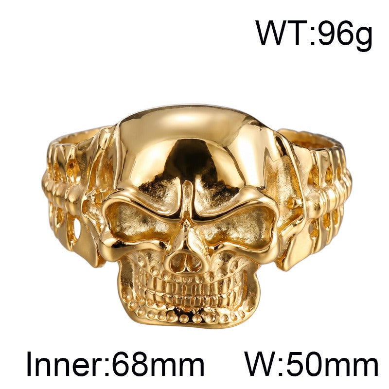 Kemston Titanium Steel 3D Skull Cuff Bracelet for Men Gothic Biker KB36415-D