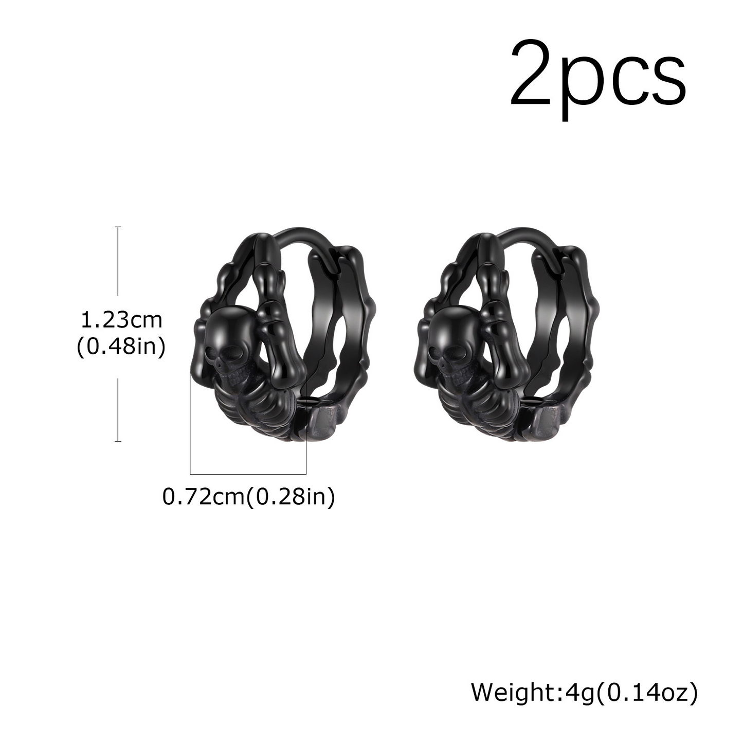 Kemstone Skull Huggie Earrings Stainless Steel Small Hoops for Men & Women EH-750