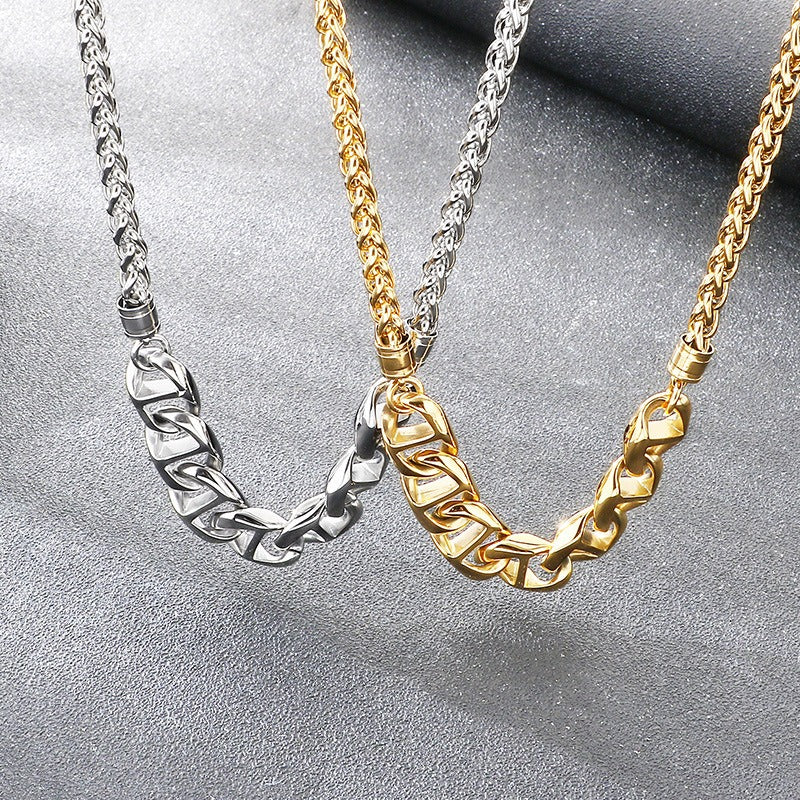 Kemstone Titanium Steel Figaro Chain Necklace for Men Alternating Link Chain KN298678-KJX