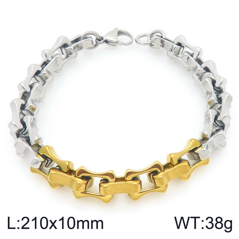 Kemstone Men’s Two-Tone Titanium Steel Bamboo Chain – 10/11/12mm KB207211-Z