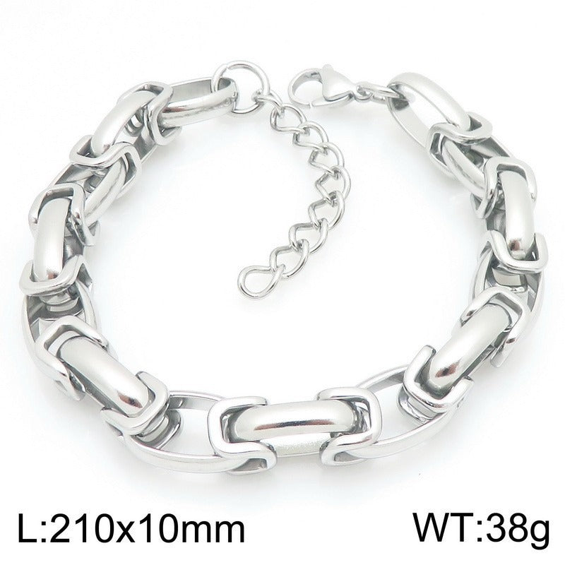 Kemstone Titanium Steel 10mm Oval Cuban Link Bracelet for Men KB210004-ZCG