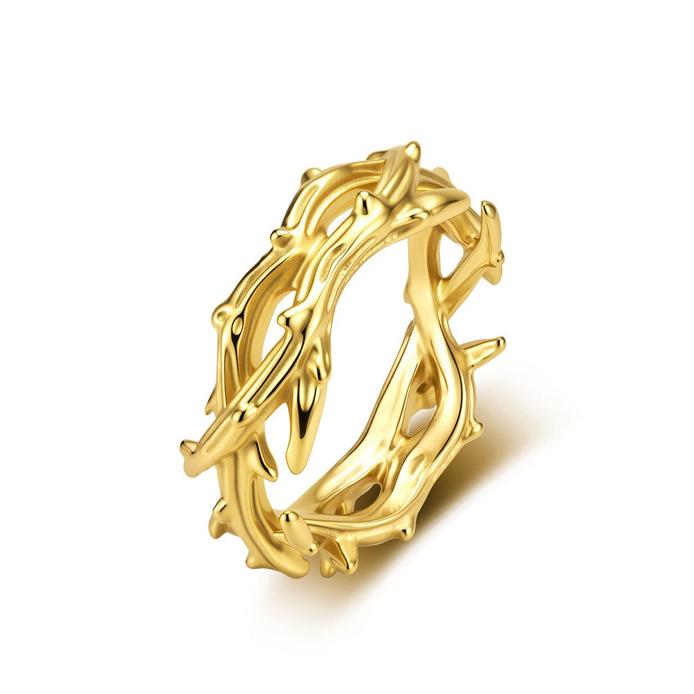 Kemstone Woven Thorn Ring for Men & Women Stainless Steel K-R1245