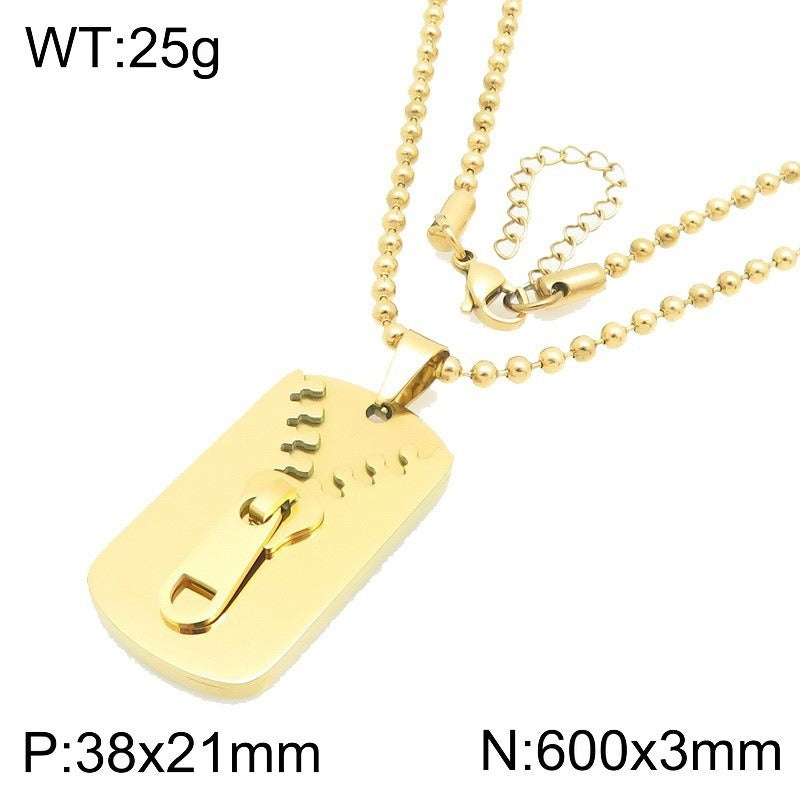 Kemstone Titanium Steel Zipper Tag Pendant Necklace for Men Women KN301415-KFC