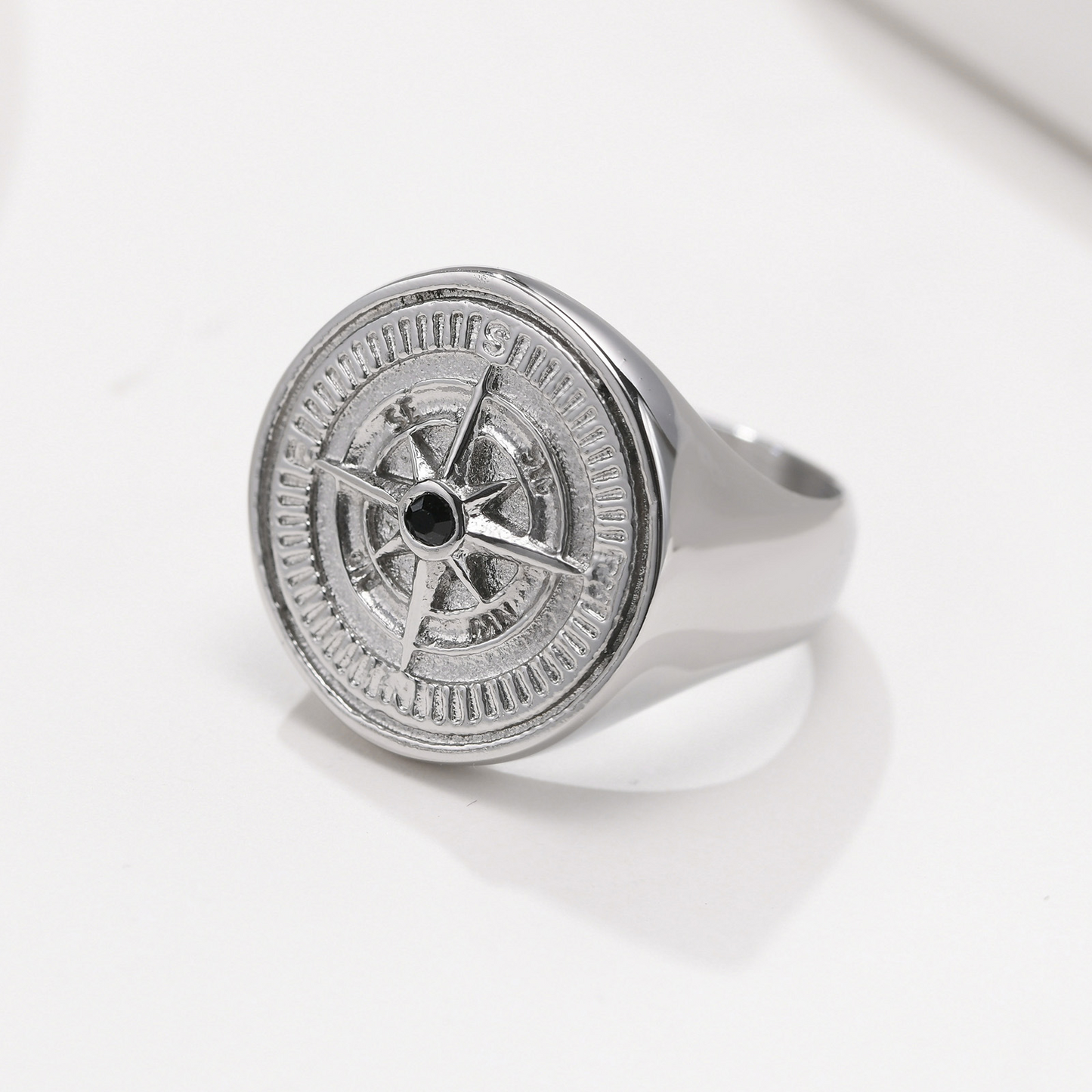 Kemstone Stainless Steel Compass Signet Ring for Men RC-527