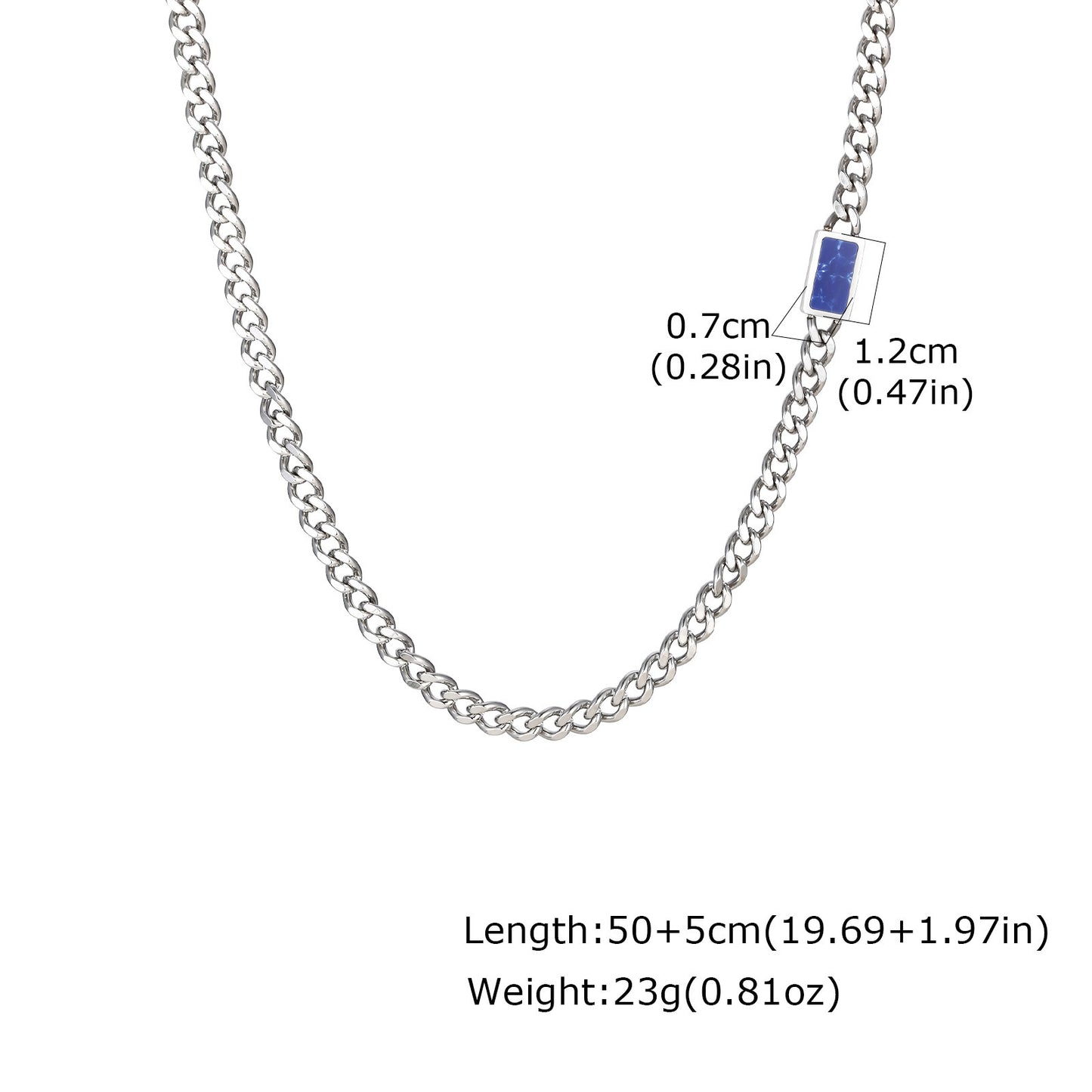 Kemstone Stainless Steel Chain Necklace for Men – Square Tiger Eye Detail Minimal Style NC-2255