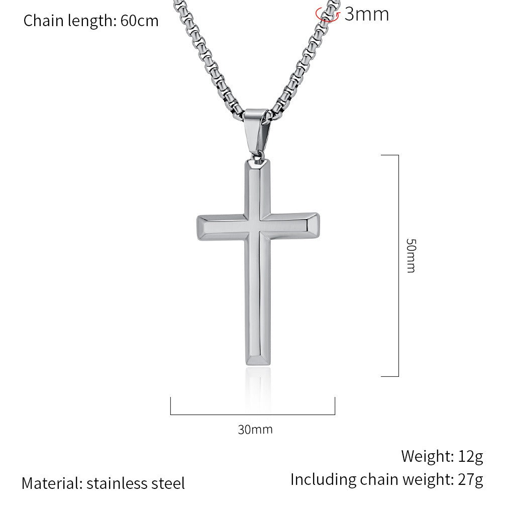 Kemstone Titanium Steel Cross Pendant Necklace for Men & Women – Minimalist Jewelry K-PT600