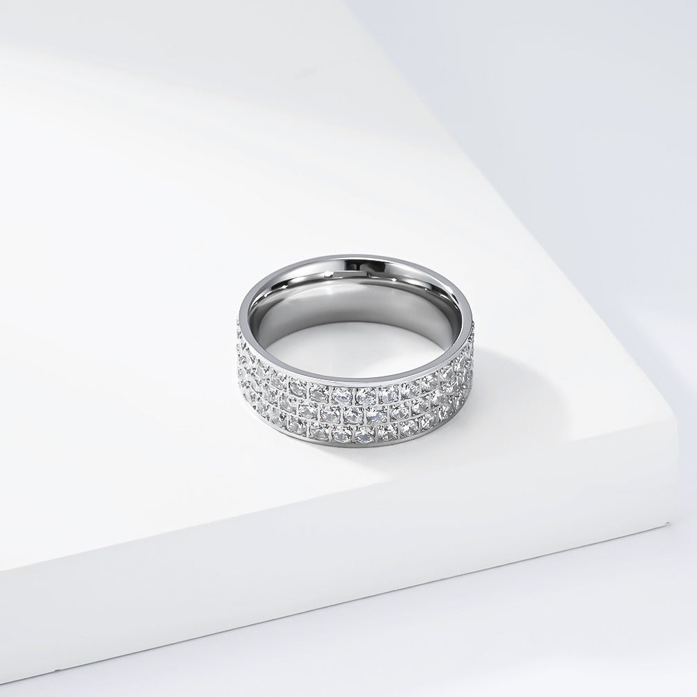 Kemstone Cubic Zirconia Pave Ring Stainless Steel for Men & Women K-R1128