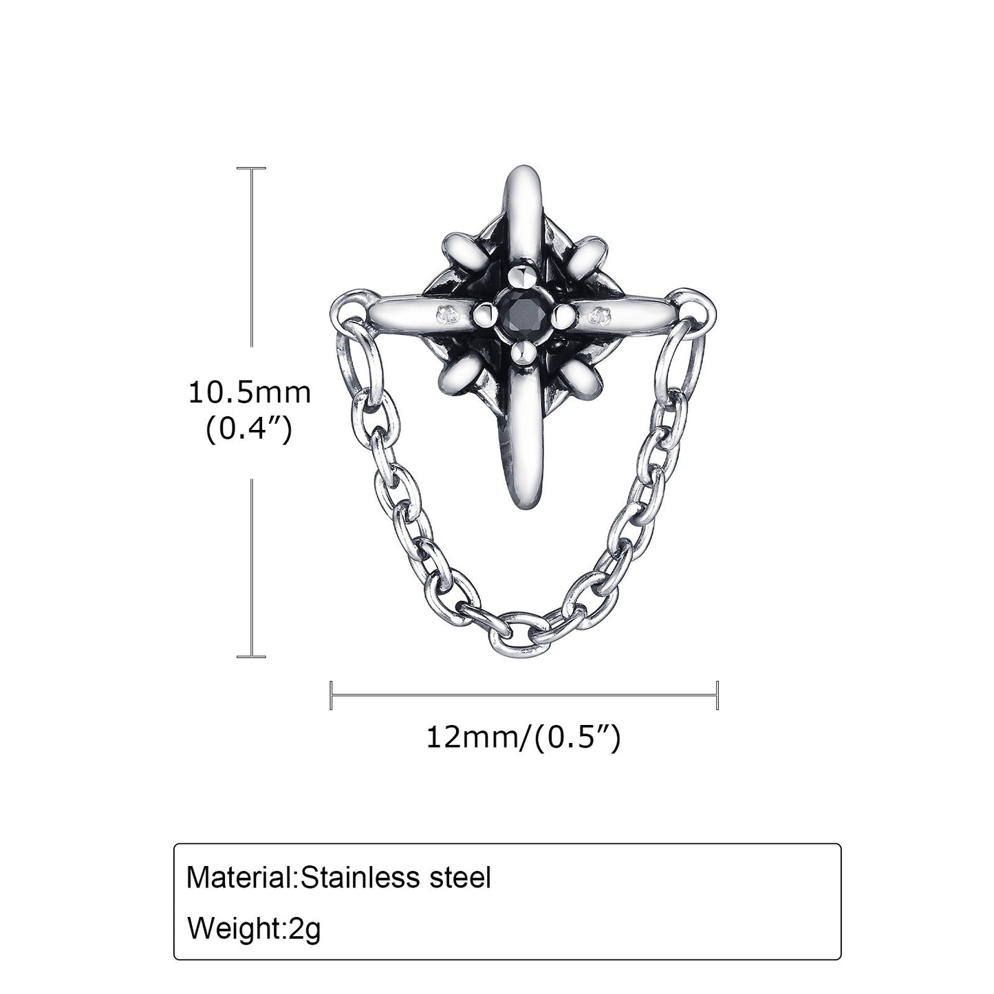 Kemstone Stainless Steel Gothic Stud Earring – Cross Cat Spider Symbol ES-512