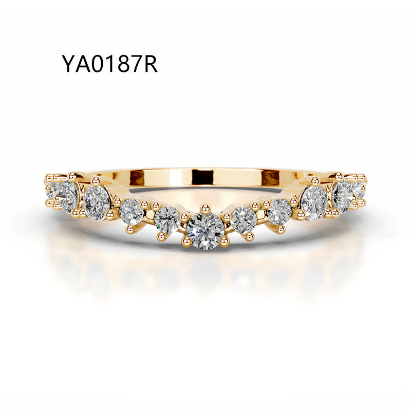 Kemstone S925 Gold D–E VVS Curved Moissanite Rings Wedding Band