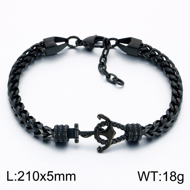 Kemston Anchor Chain Bracelet for Men Titanium Steel Curb Link Nautical KB215363-KFC