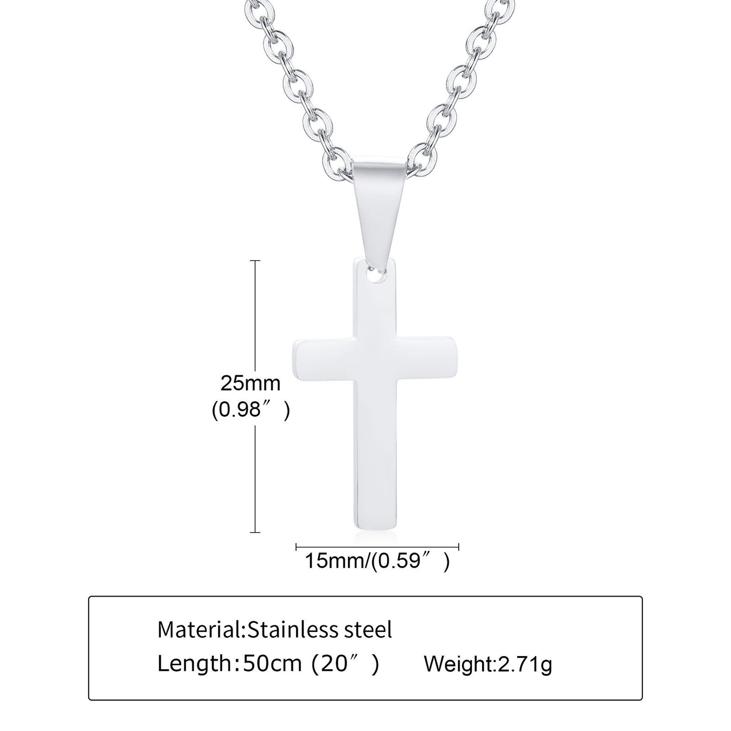 Kemstone Stainless Steel Cross Necklace for Men & Women – Gold, Silver, Black PN-1479