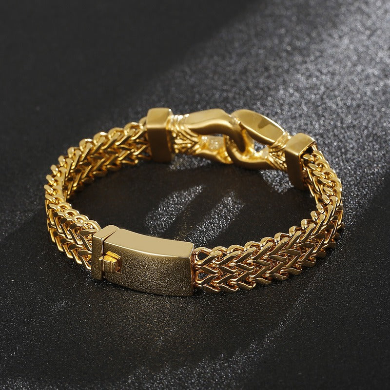 Kemstone Dragonbone Gold-plated Titanium Steel Bracelet for Men K-R1345