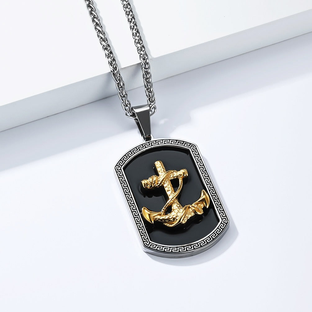 Kemstone Stainless Steel Anchor Pendant Necklace for Men – Vintage Street Style K-PT696