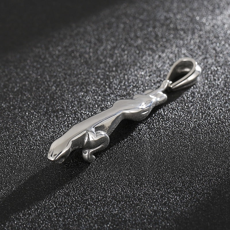 Kemstone Long Cheetah Pendant Necklace for Men Titanium Steel KP48827-BD