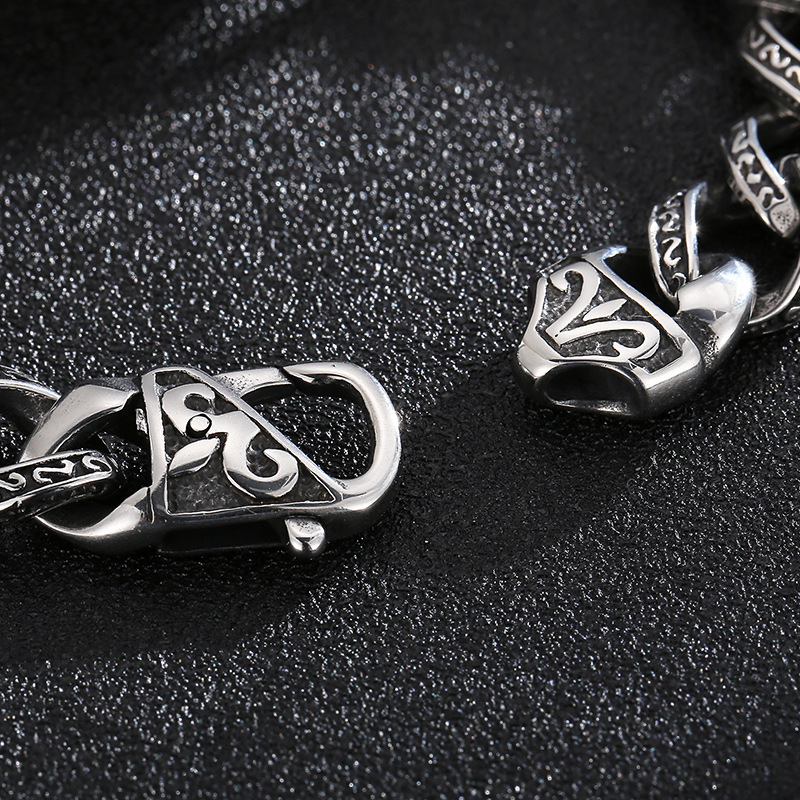 Kemstone Titanium Steel Engraved Tiger Head Cuff Bracelet for Men KB152593-KJX
