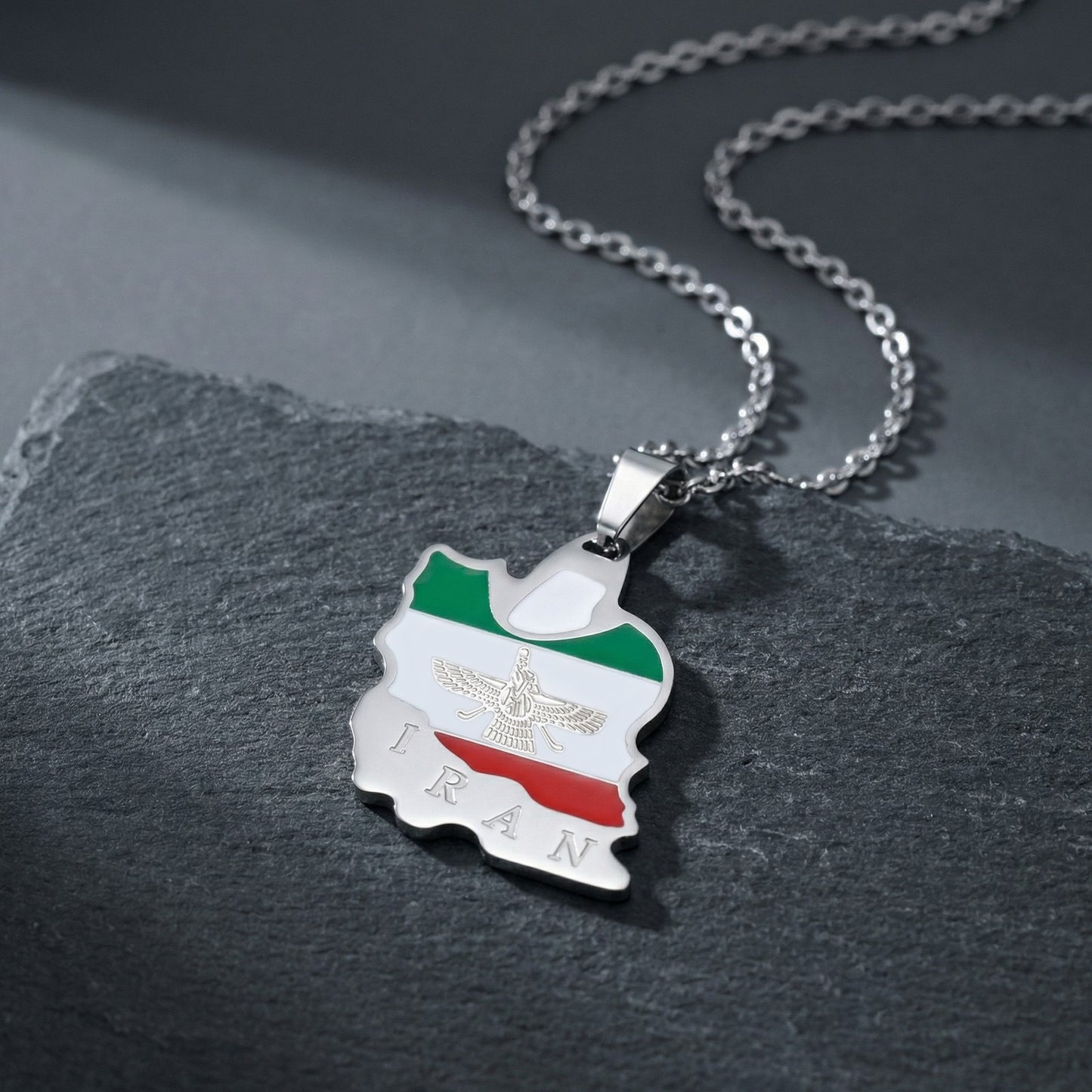 Kemstone Stainless Steel Iran Map Pendant Necklace for Men Women Gold Silver PN-2345 PN-2345