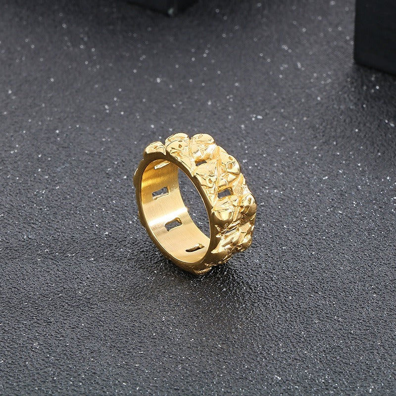 Kemstone Titanium Steel Skull Ring – Vintage Punk Cast Design for Men KR110794-KJX