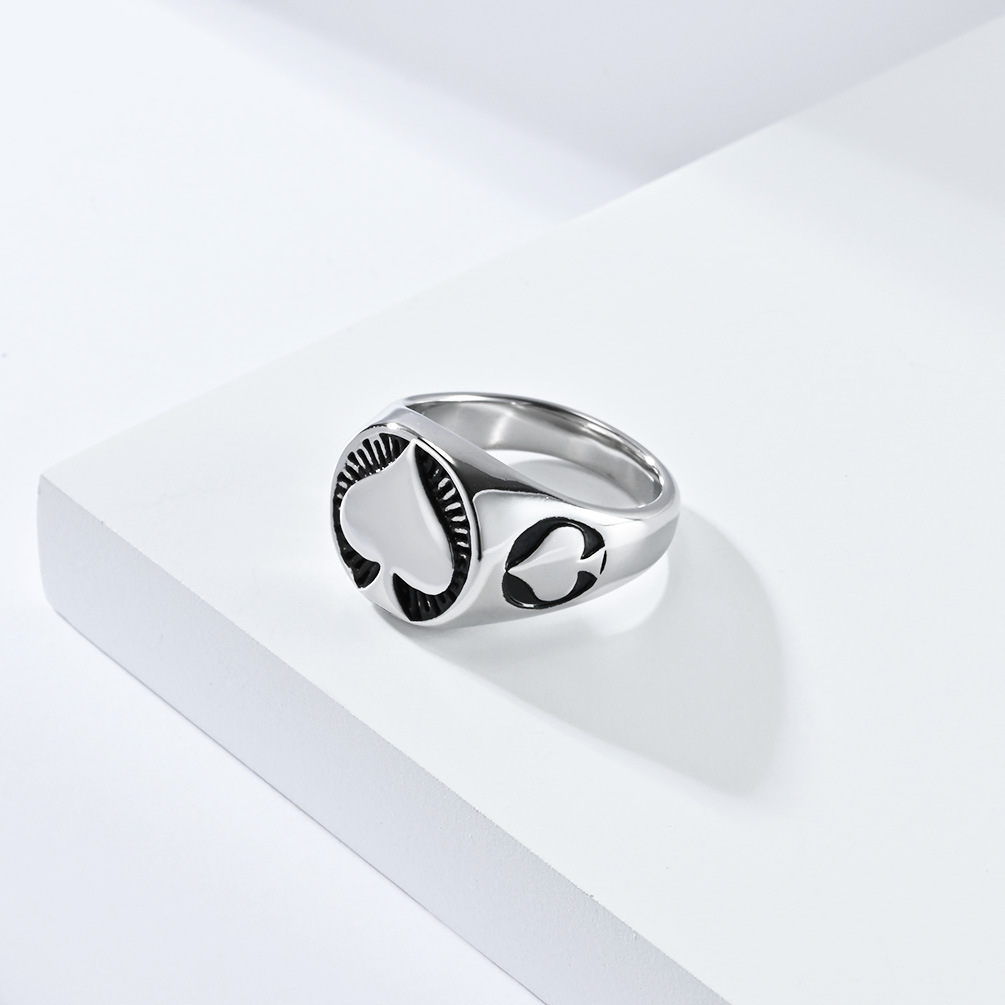 Kemstone Stainless Steel Spade Signet Ring for Men K-R789