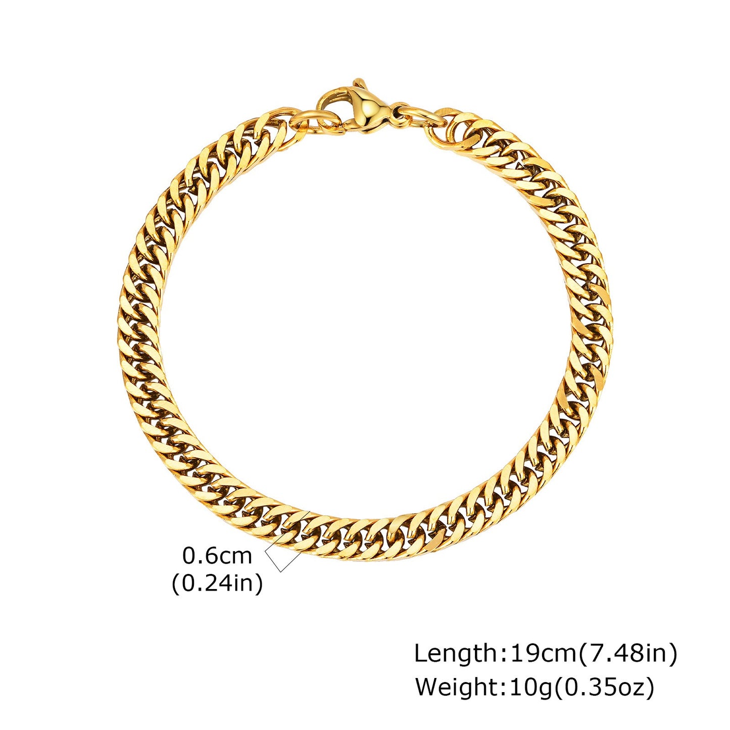 Kemstone Stainless Steel Cuban Link Bracelet for Men – 6mm Chain BR-1749