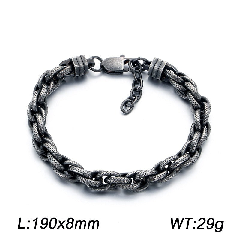 Kemstone Textured Braided Chain Bracelet for Men Titanium Steel Twisted Link KB214674-KFC