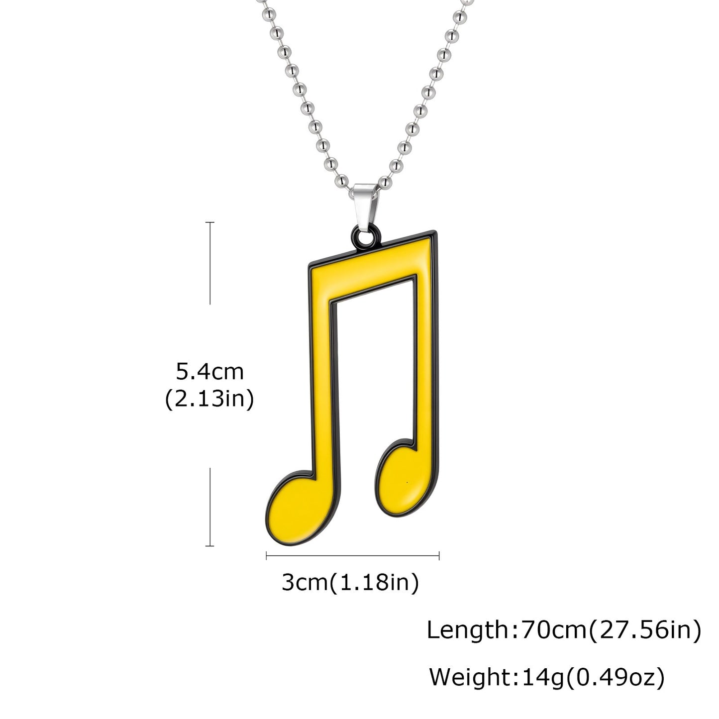 Kemstone Treble Clef Pendant Necklace for Men Colorful Music Note Charm NC-3023