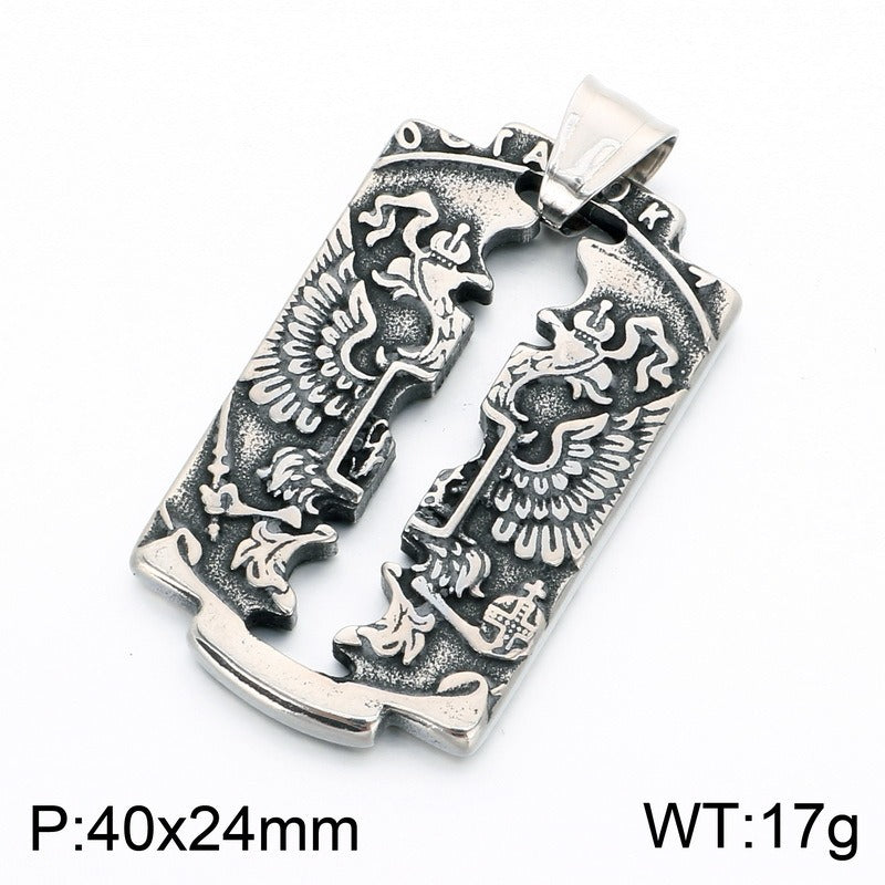 Kemstone Egyptian Winged Eagle Horus Eye Pendant Necklace Stainless Steel Myth Symbol Men KP118661-LU