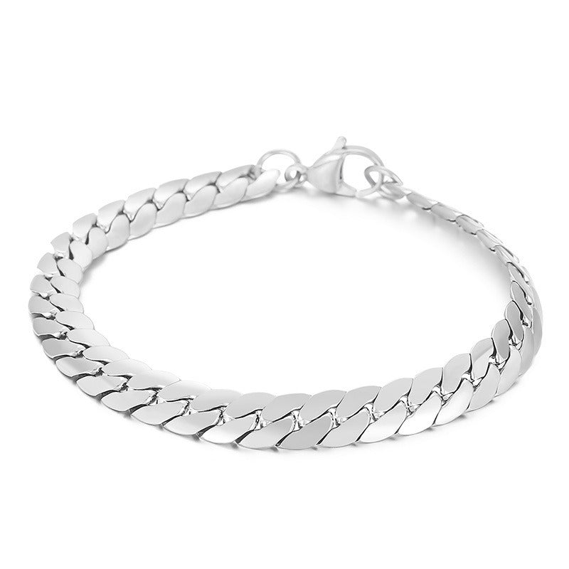 Kemstone Men's Stainless Steel Flat NK Chain Bracelet - Modern Minimalist Unisex Jewelry for Daily Wear & Gift KB138281-Z