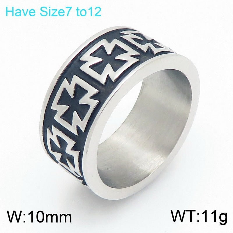 Kemstone Titanium Steel Sun Moon Star Ring for Men Vintage Symbol Band KB158011-Z