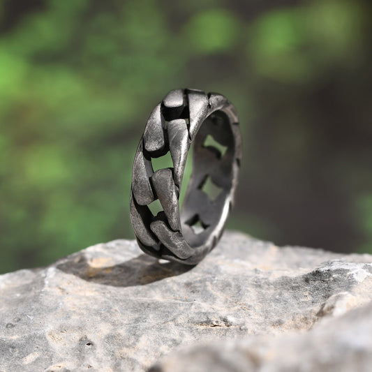 Cuban Chain Link Ring – Bold Stainless Steel Biker Band for Men R495