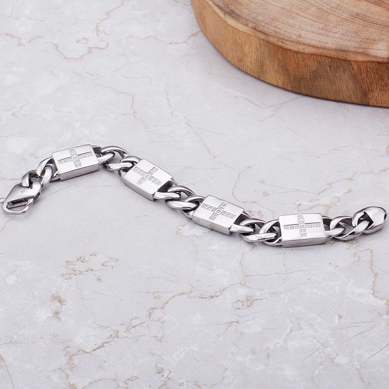 Kemstone Cross Link Bracelet for Men Titanium Steel Chunky Chain KB102750-BD