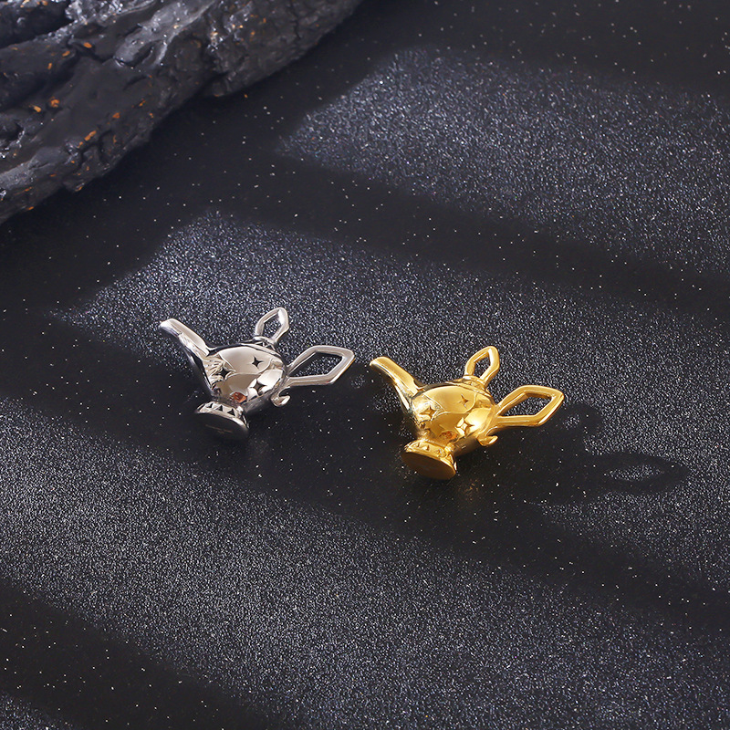 Kemstone Titanium Steel Aladdin Lamp Pendant Necklace – Vintage Wish Symbol for Men KP119296-KJX