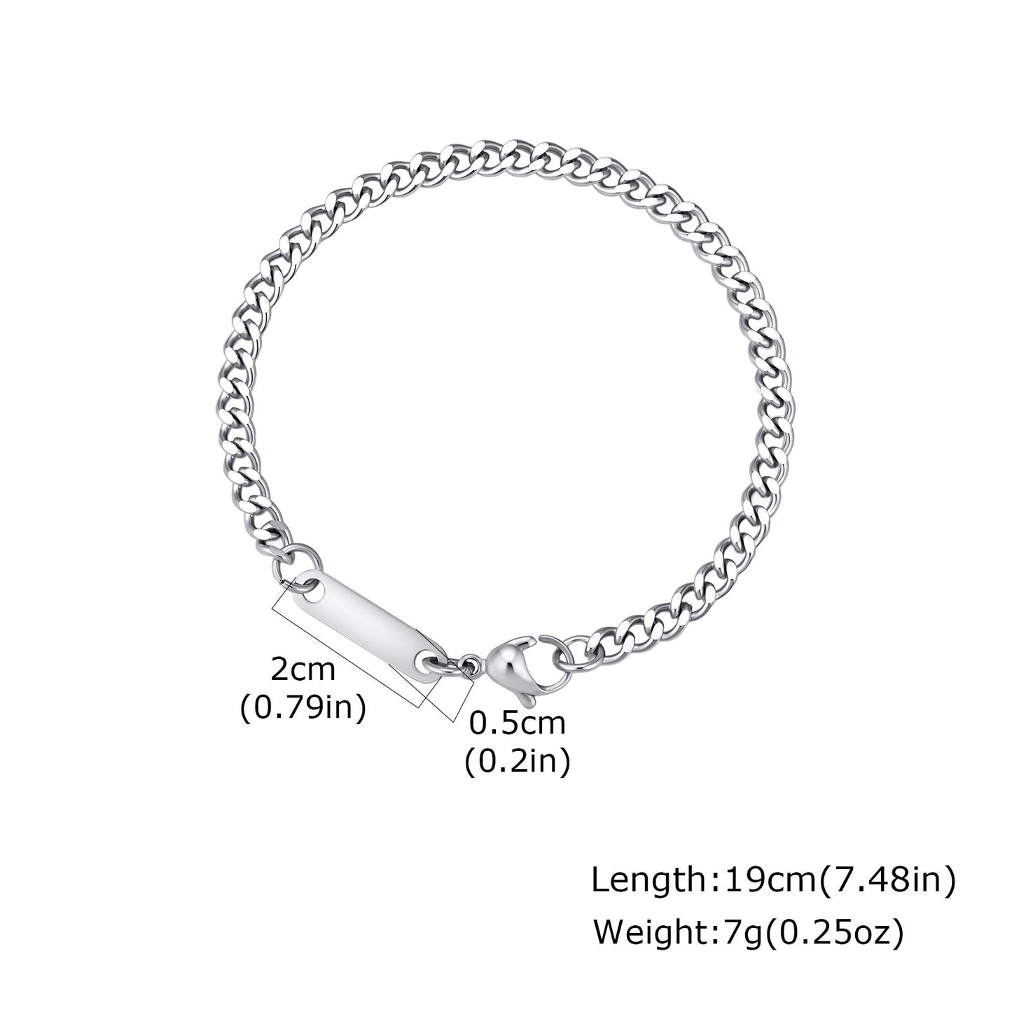 Kemstone Stainless Steel ID Curb Chain Bracelet for Men BR-3074