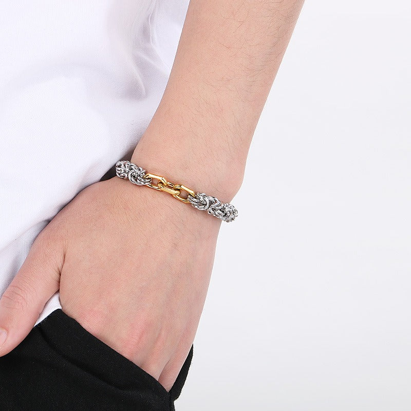 Kemston Braided Bracelet for Men Titanium Steel Handmade Chain Hip Hop Wristband KB186475-Z