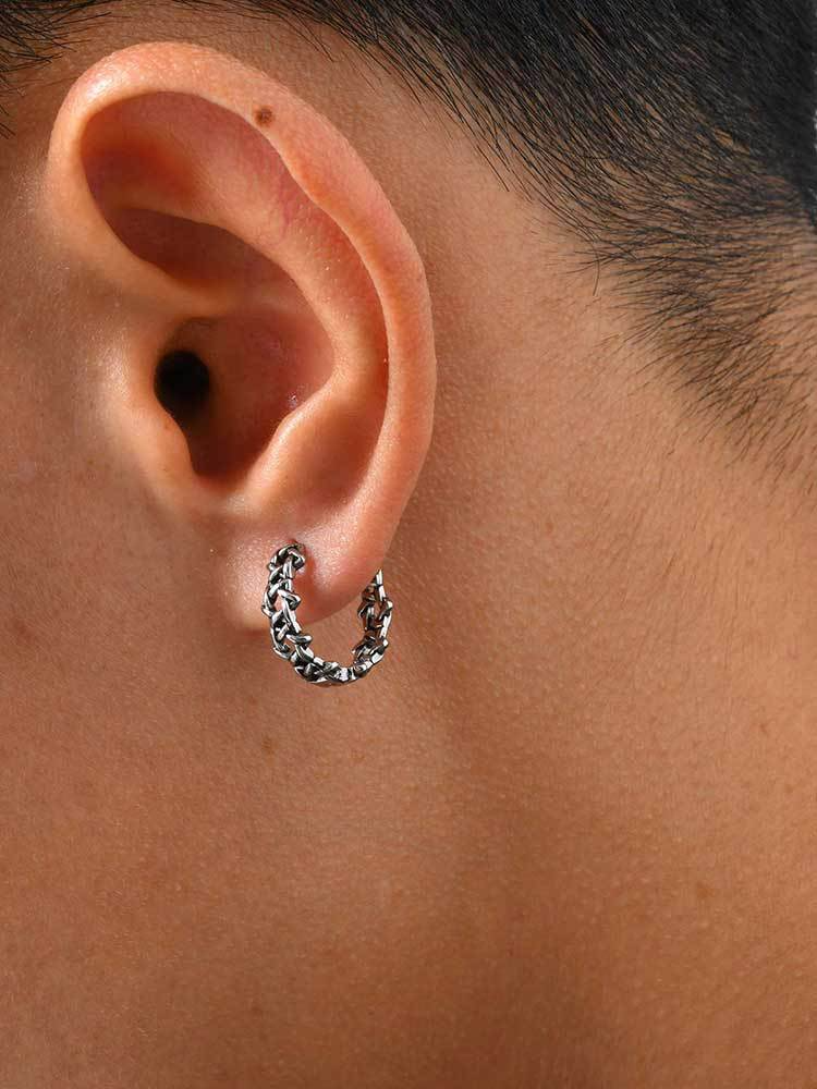 Kemstone Stainless Steel Vintage Hollow Chain Hoop Earring for Men – EH-838