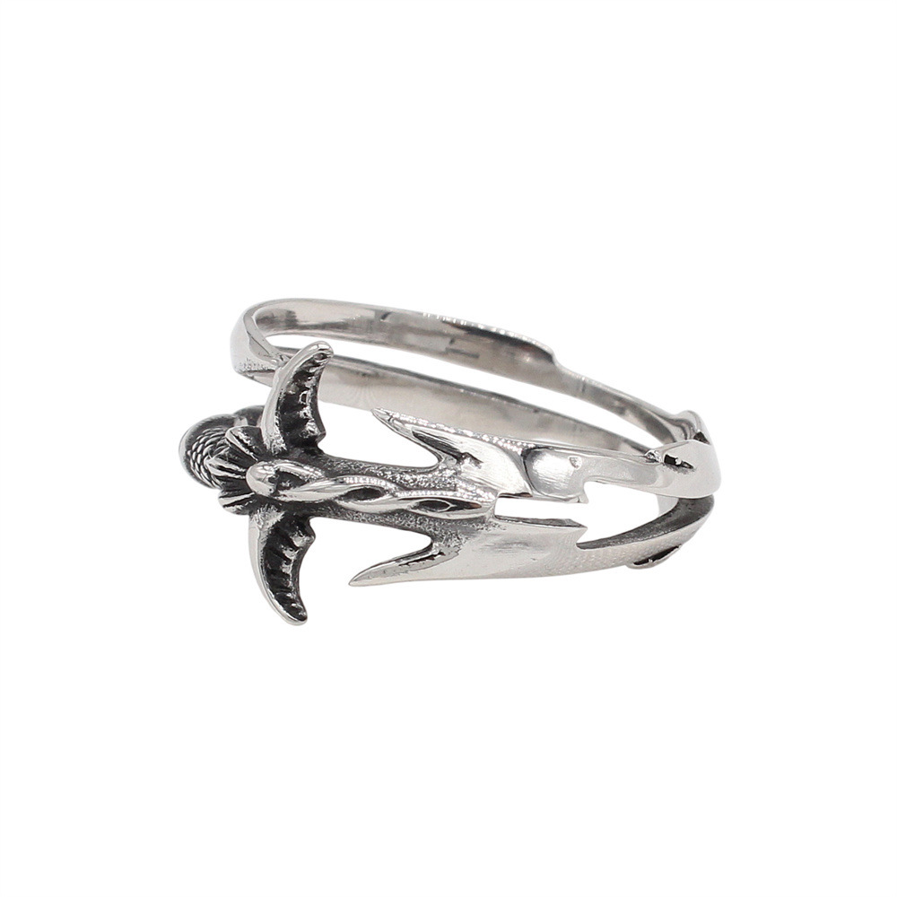 Kemstone Sword Ring for Men Titanium Steel Blade Wrap Vintage Open Style R1874