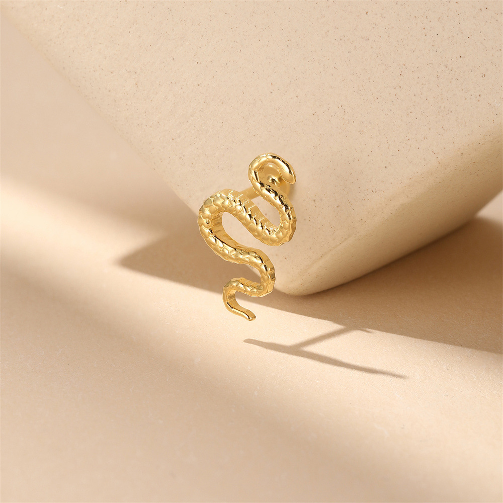 Kemstone 925 Sterling Silver Snake Cartilage Stud for Women Flat Back Piercing Earring Gold 60267192110C