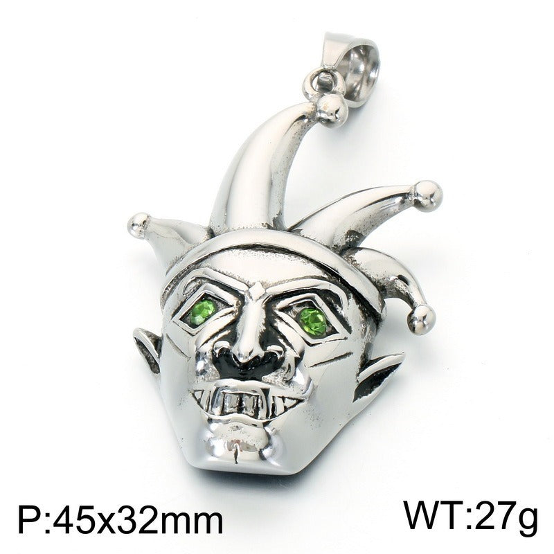 Kemstone Stainless Steel Gothic Joker Mask Pendant Necklace for Men KP118521-LU