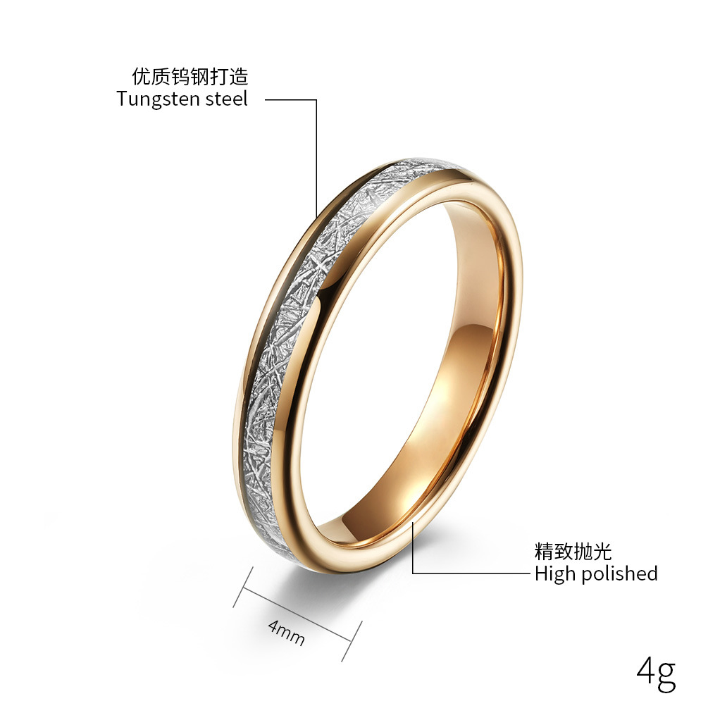 Kemstone Tungsten Carbide Ice Silk Ring for Men & Women – Rose Gold Band K-T014