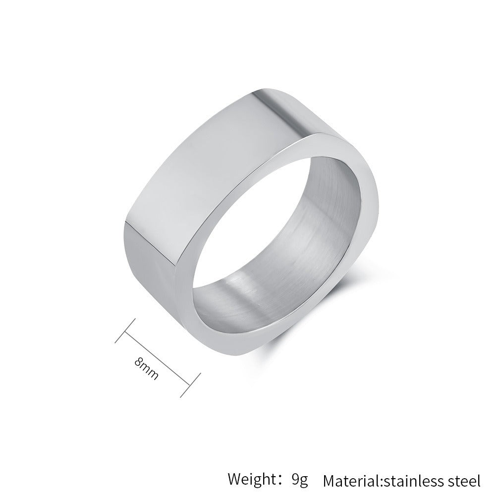 Kemstone Stainless Steel Square Ring for Men & Women – Bold Minimalist Jewelry K-R871