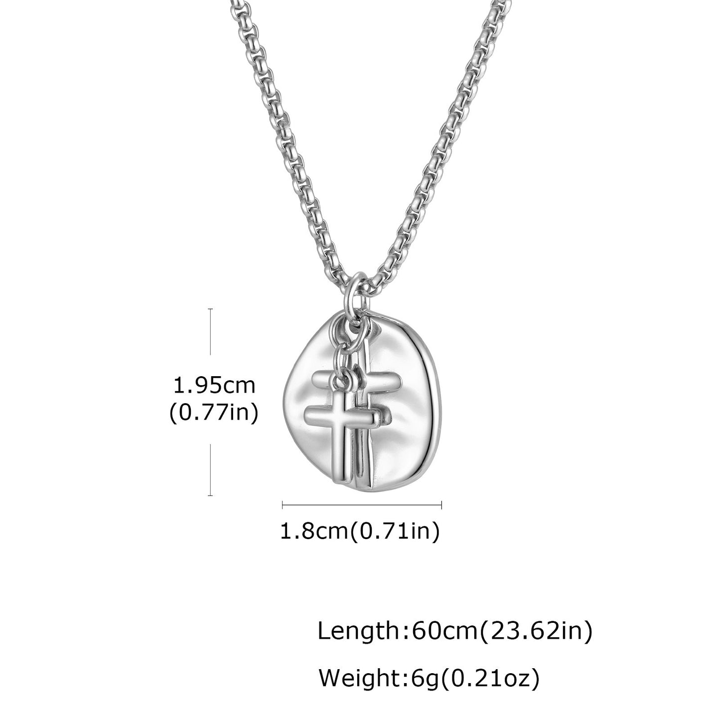 Kemstone Vintage Coin Medallion Necklace with Cross Pendant for Men Stainless Steel PN-2277