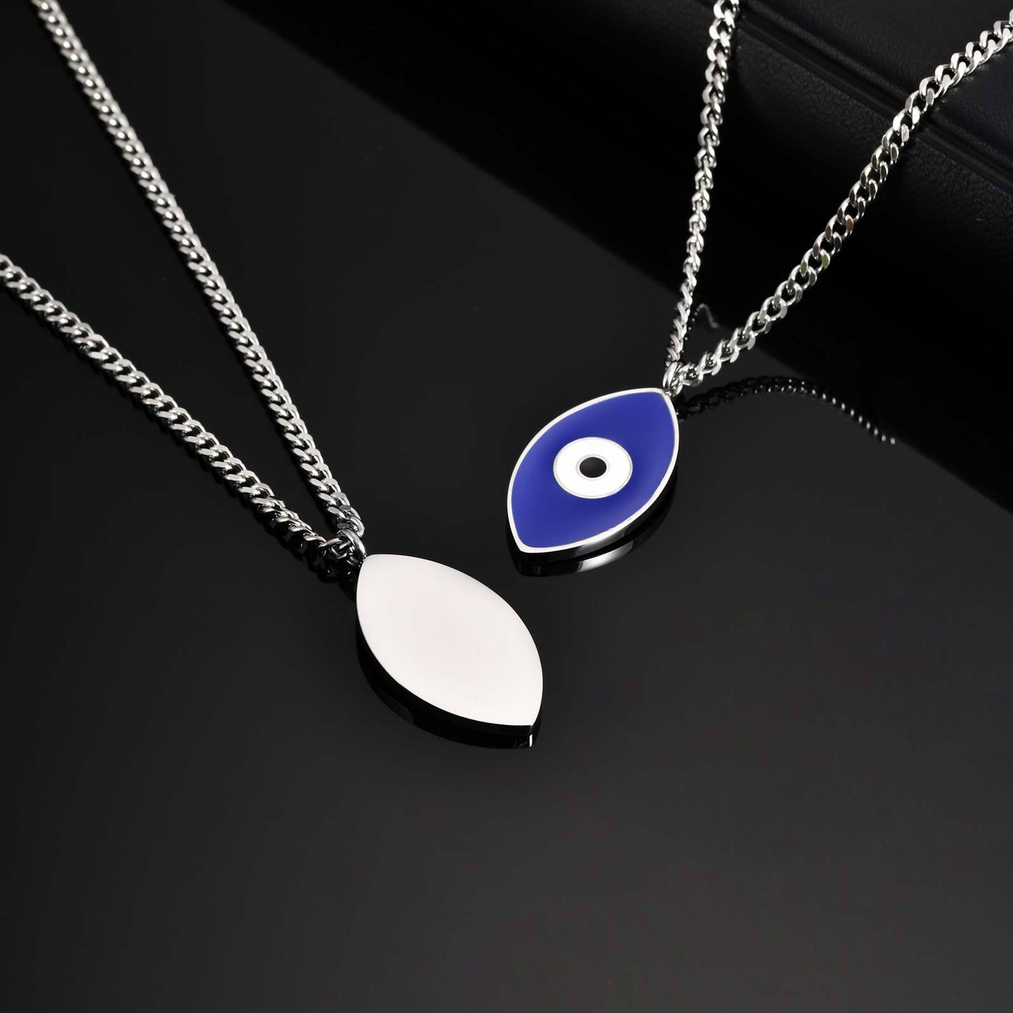 Kemstone Stainless Steel Blue Eye Pendant Necklace for Men NC-2160