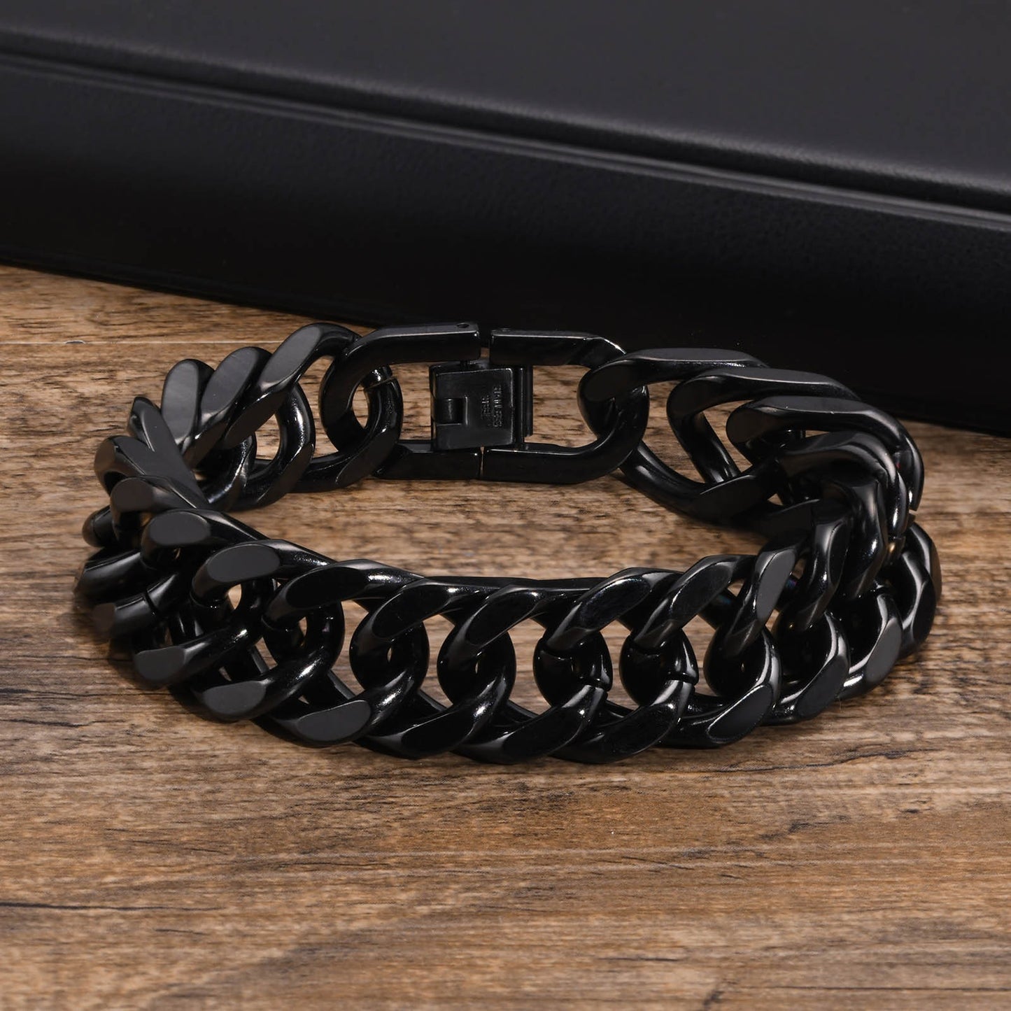 Kemstone 15mm Titanium Steel Double-Woven Polished Handmade Men's Bracelet BR-1369