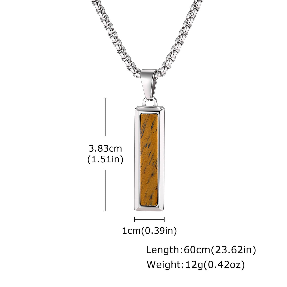 Kemstone Geometric Bar Pendant Necklace for Men Stainless Steel Tiger Eye & Turquoise Styles PN-2221